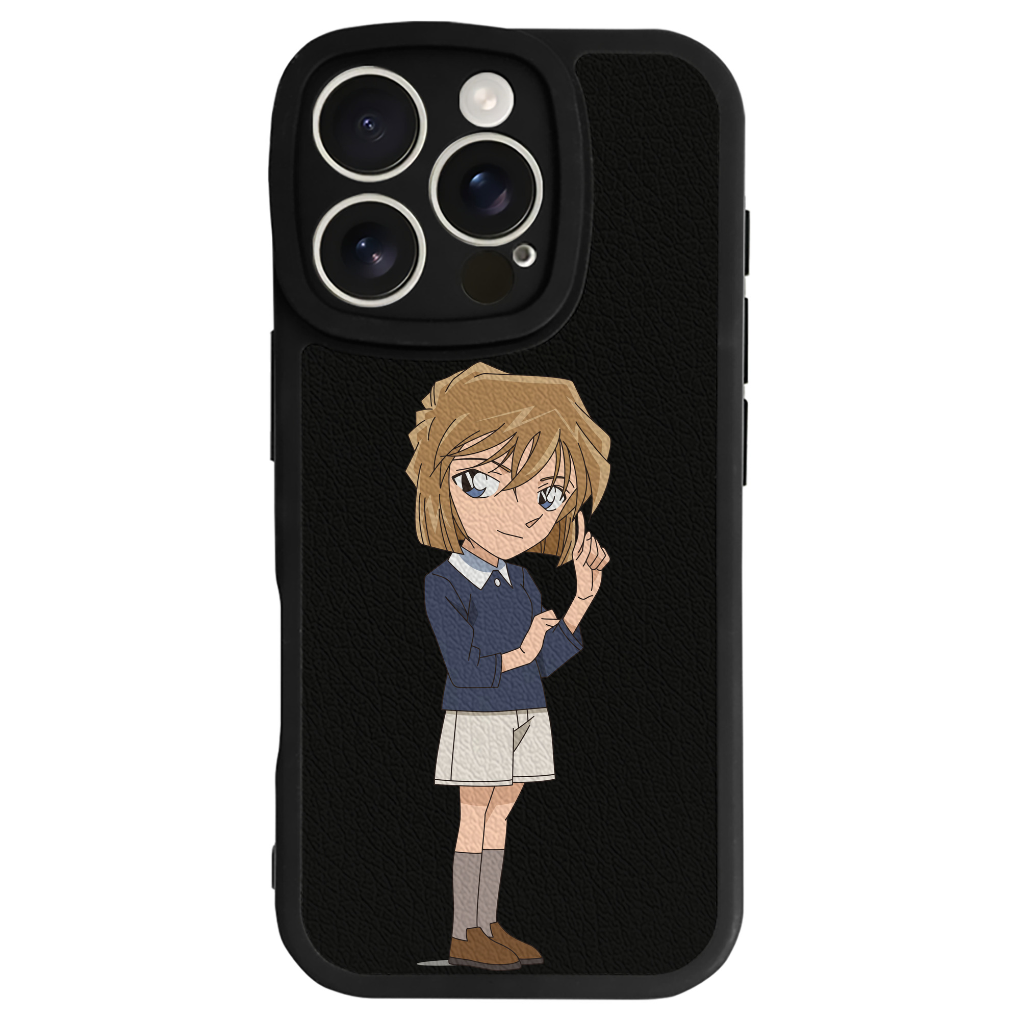 （画像用） 名探偵コナン 灰原 哀 はいばら あい Detective Conan Anita Hailey、Vi Graythorn Haibara Ai 【iPhone 16シリーズ対応】シリコンスマホケース（レザー調） 材質：シリコン